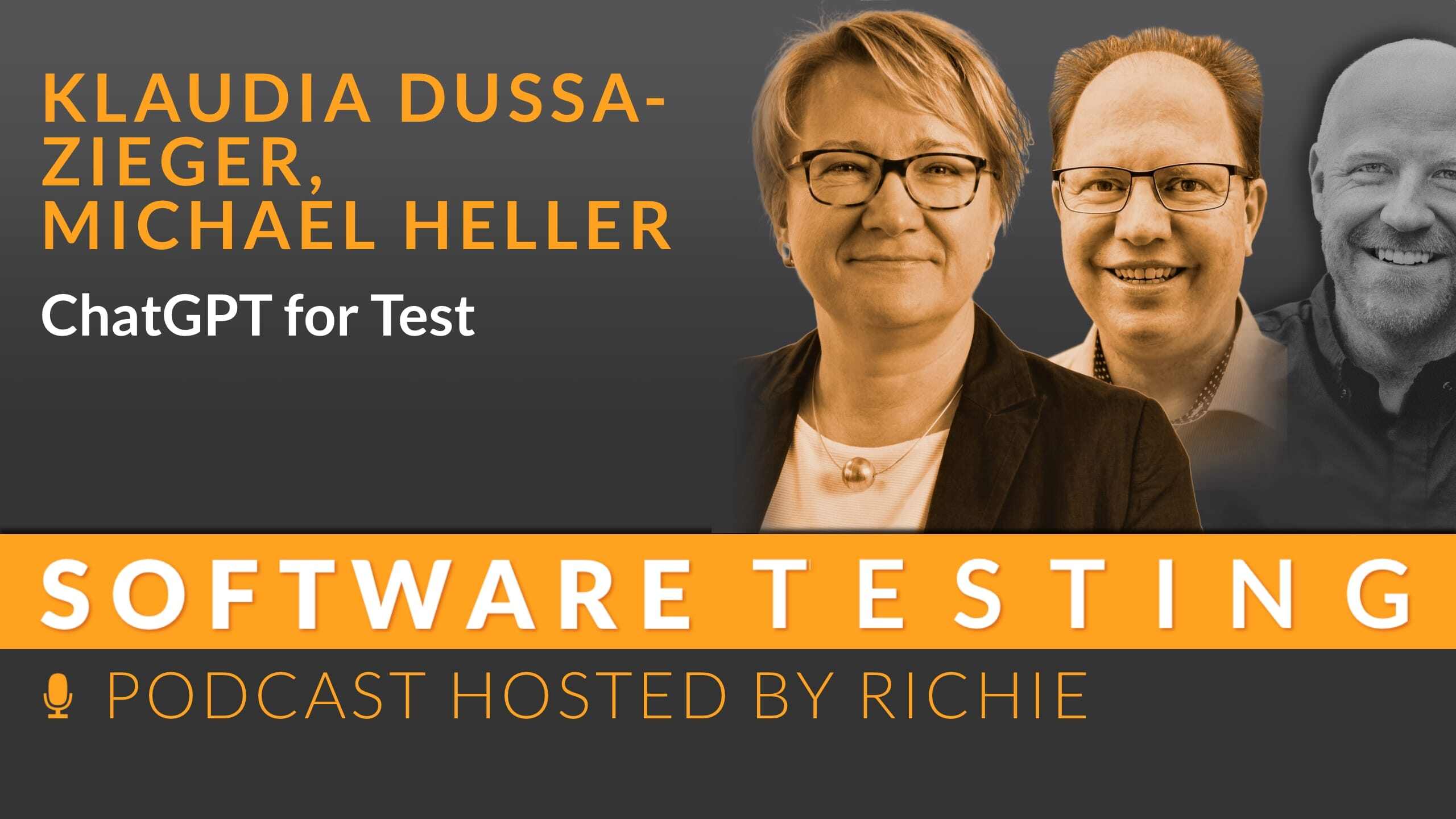 Cover zum Expertengespräch über 'ChatGPT for Test' mit Klaudia Dussa-ZiegerMichael Heller und Richard Seidl.