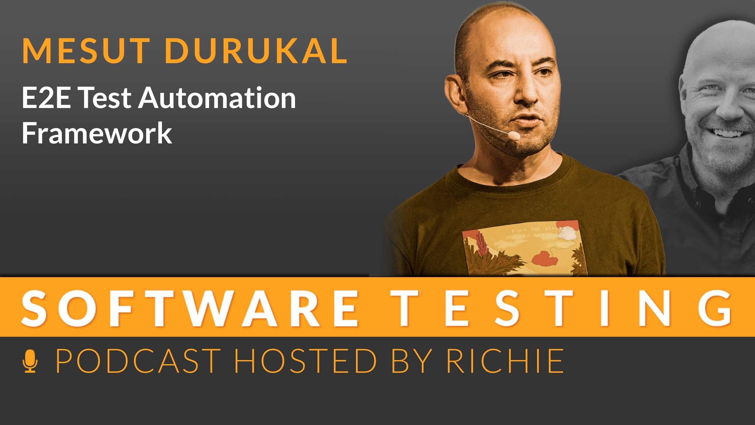 Cover zum Expertengespräch über 'E2E Test Automation Framework Selection' mit Mesut Durukal und Richard Seidl.