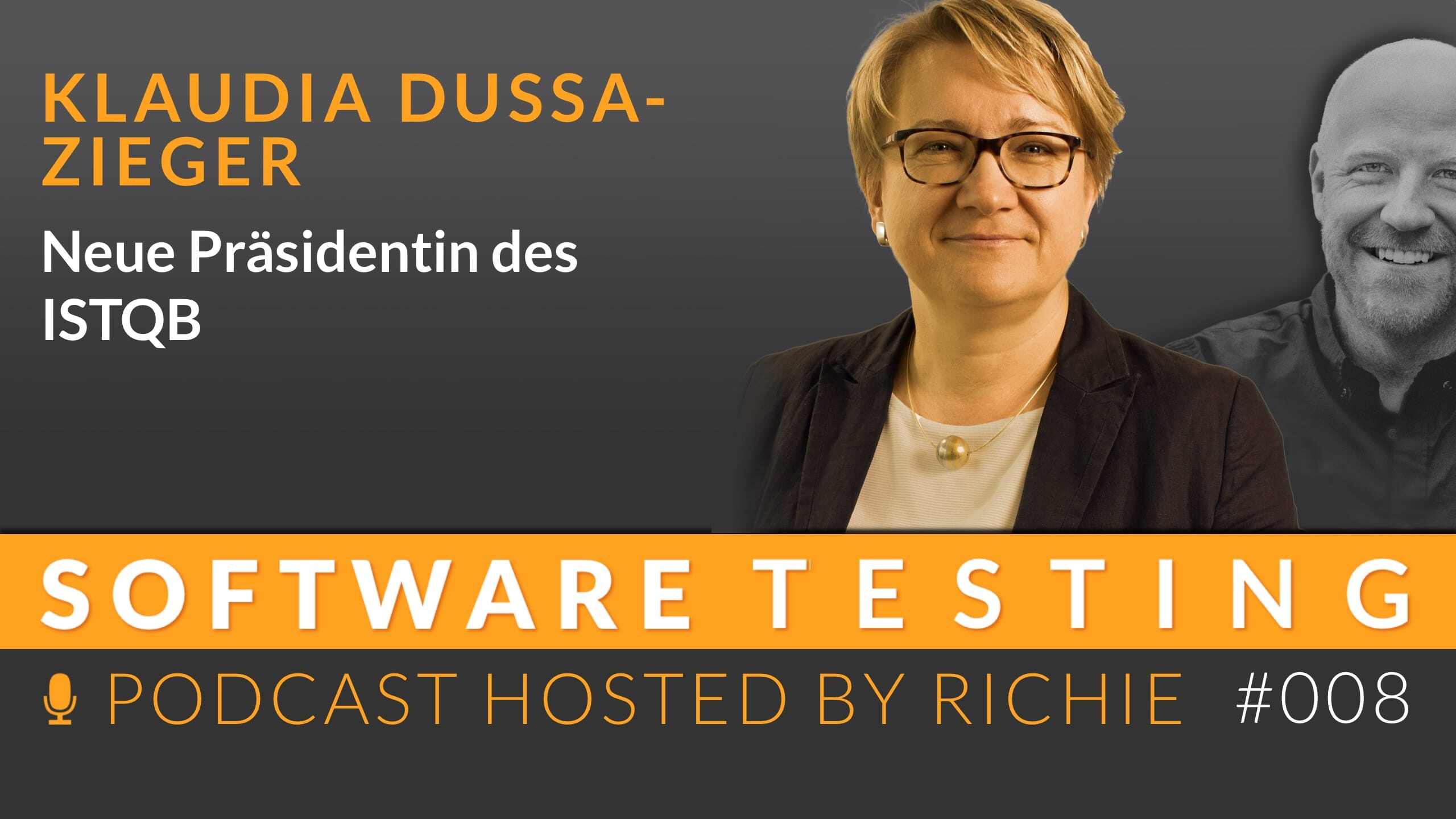 Cover zum Expertengespräch über 'Neue ISTQB Präsidentin' mit Klaudia Dussa-Zieger und Richard Seidl.