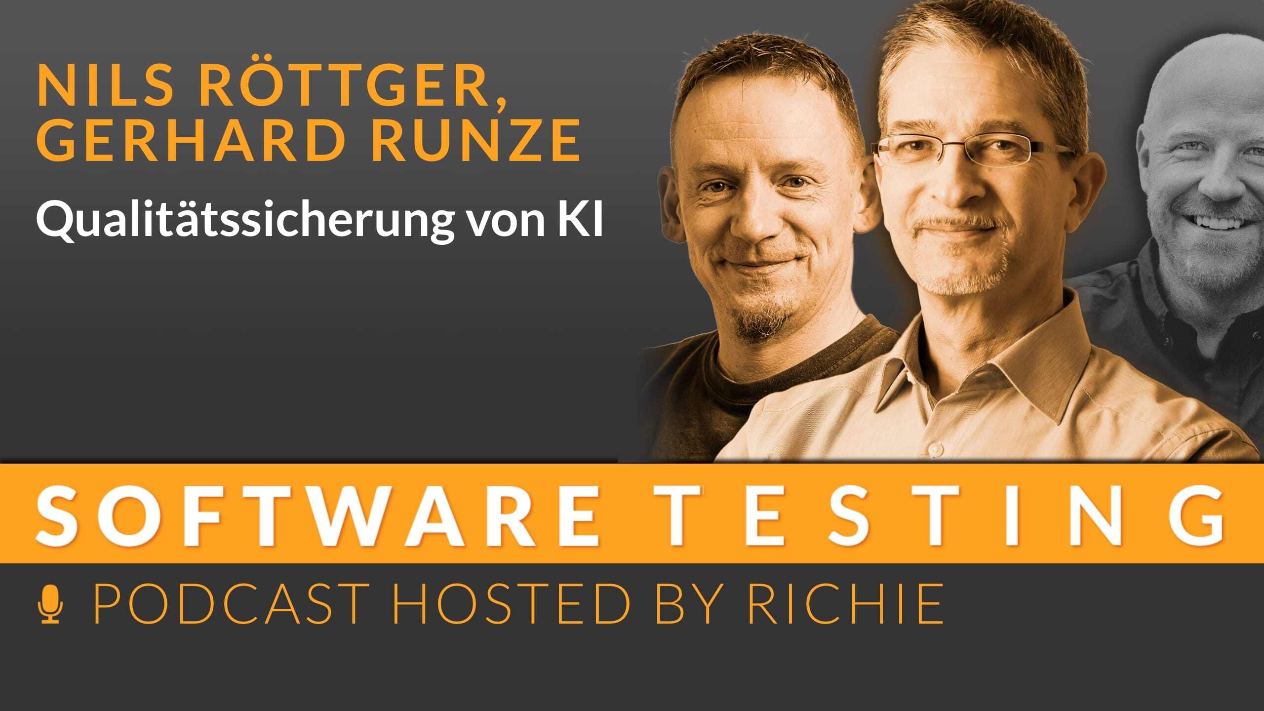 Cover zum Expertengespräch über 'Qualitätssicherung von KI' mit Gerhard RunzeNils Röttger und Richard Seidl.