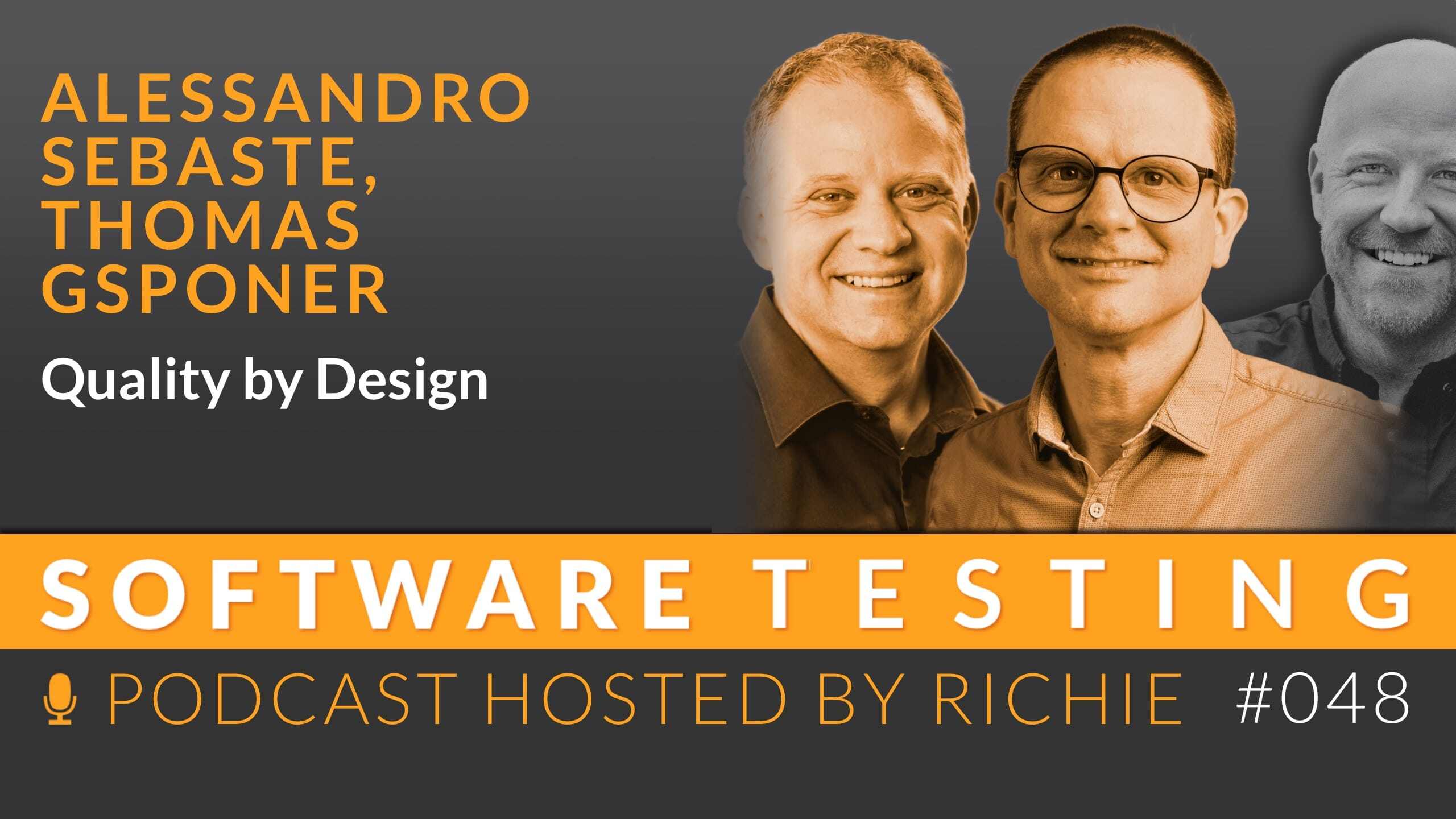 Cover zum Expertengespräch über 'Quality by Design' mit Alessandro SebasteThomas Gsponer und Richard Seidl.